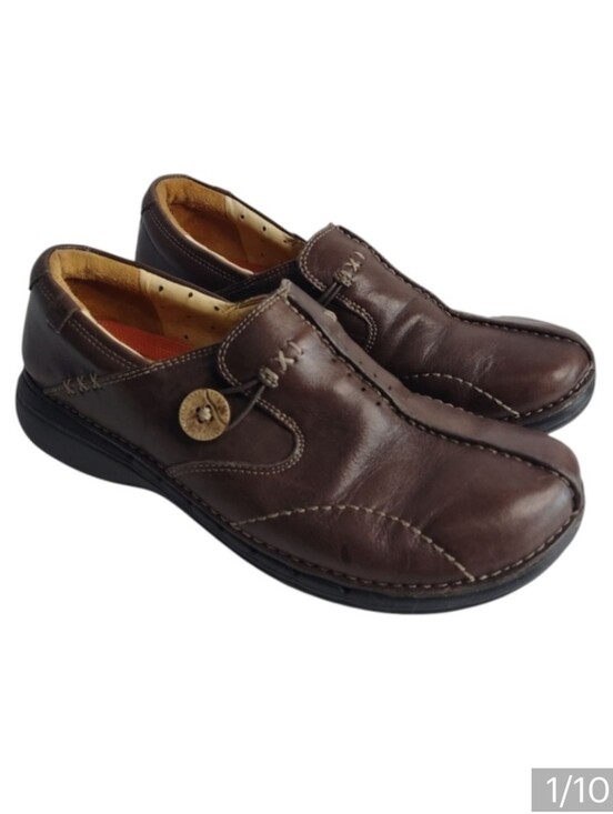 Clarks Shoes - Clarks Unstructured Loafers Shoes Womens Brown Leather Casual Slip-On Sz 7.5M